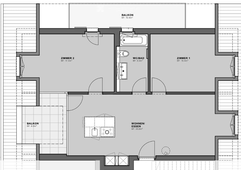 Charmant appartement en attique / 3.5 pieces / 2 balcons (5)