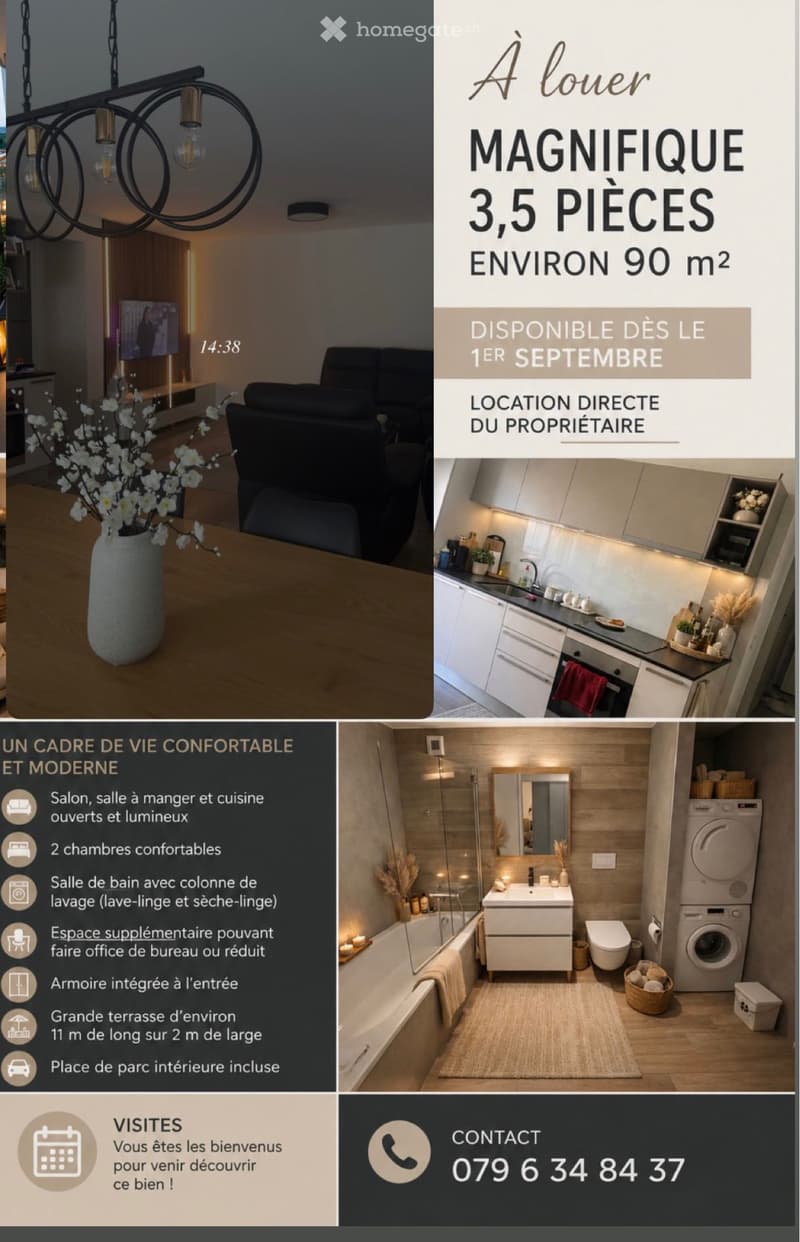 A louer Bel appartement 3,5 Pièces situé au 1er étage (1)