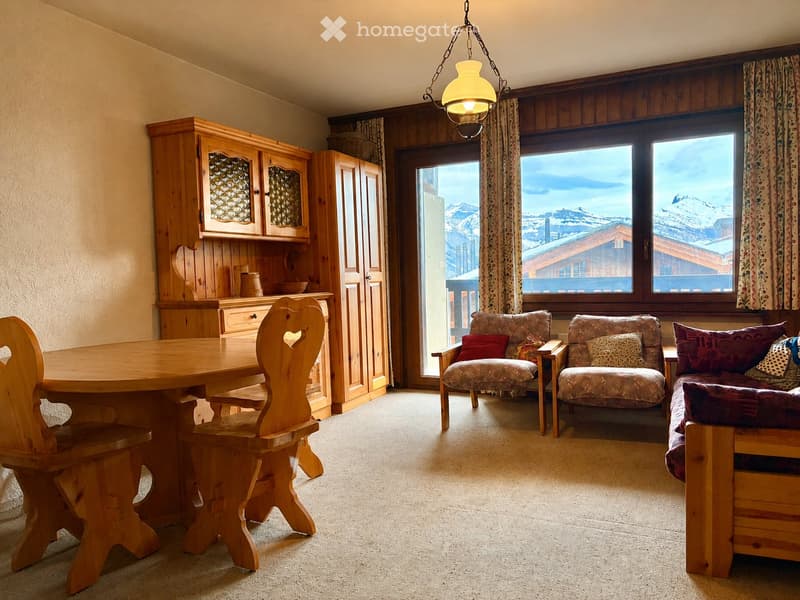 Studio meublé à Nendaz avec piscine et vue montagne (1)