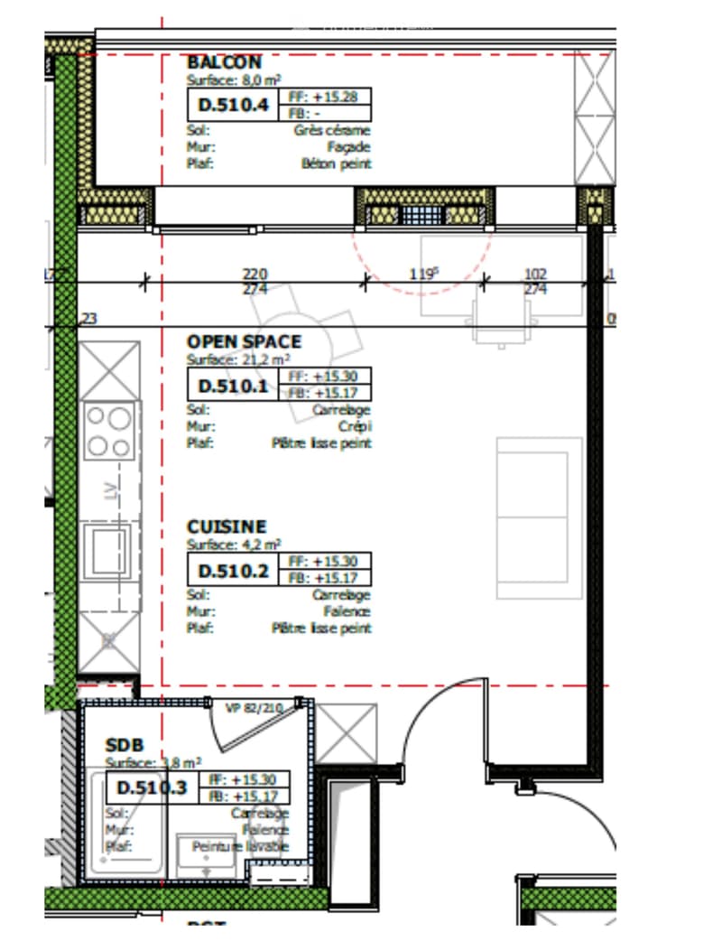 Studio 1,5 pièces Marly avec balcon (2)