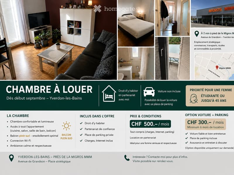 CHAMBRE À 500 CHF YVERDON ! (1)