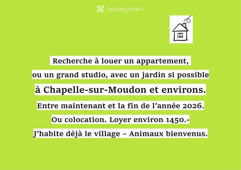 Recherche à Louer appartement à Chapelle-sur-Moudon, environ (1)