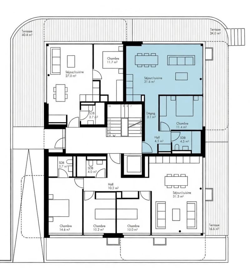 À louer  grand 2.5 p neuf avec terrasse et jardin exclusif (5)