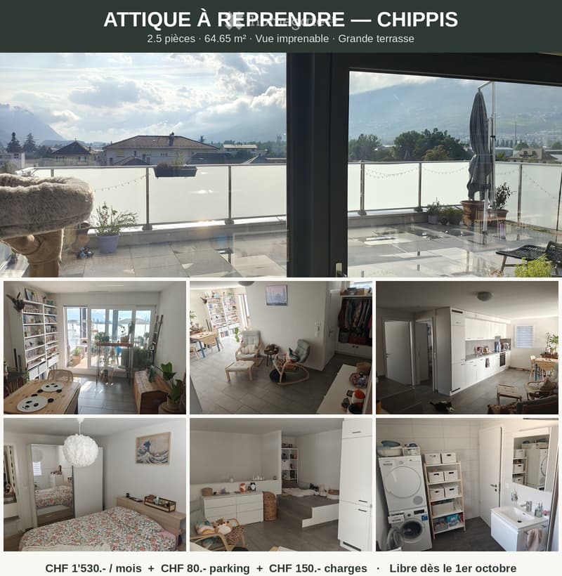 2.5 ++, en attique, reprise de bail (1)