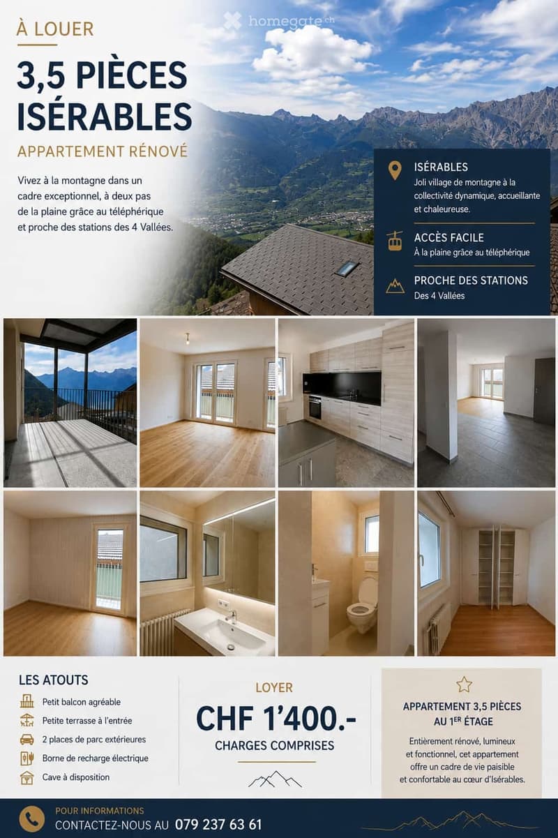 Appartement rénové  1 étage  2 places de parc (5)
