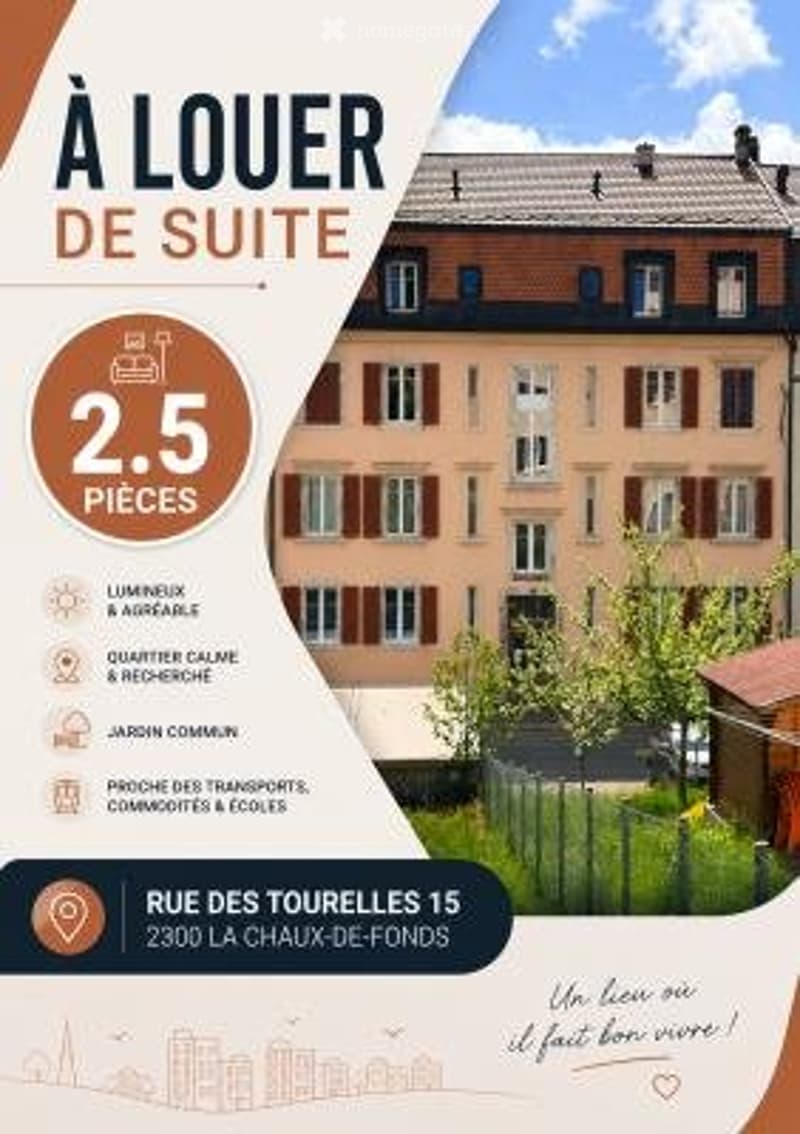 2.5 pièces / Quartier Nord très calme / Vue sur la ville (1)
