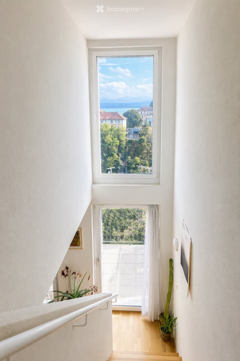 Duplex 90 m², dernier étage, terrasse sud, vue Alpes & lac (4)