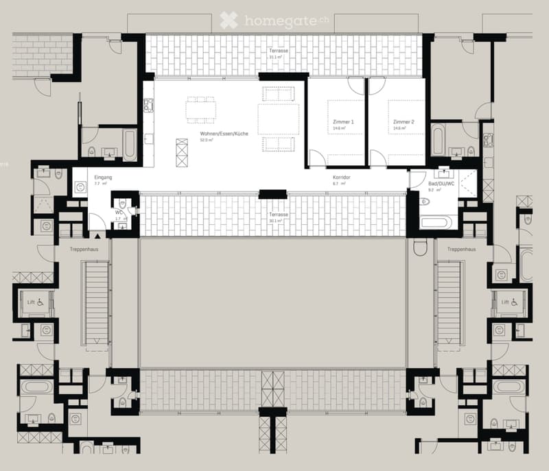 Möblierte 3.5-Zimmer-Wohnung mit zwei Terrassen (5)