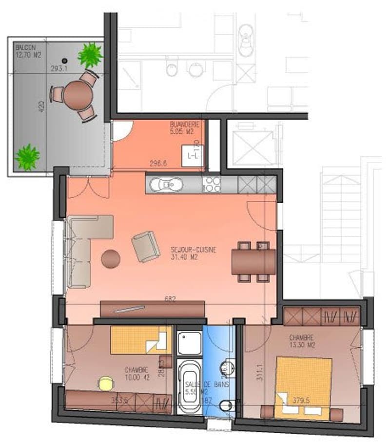 Appartement lumineux 2.5p 54m2 Chippis (5)