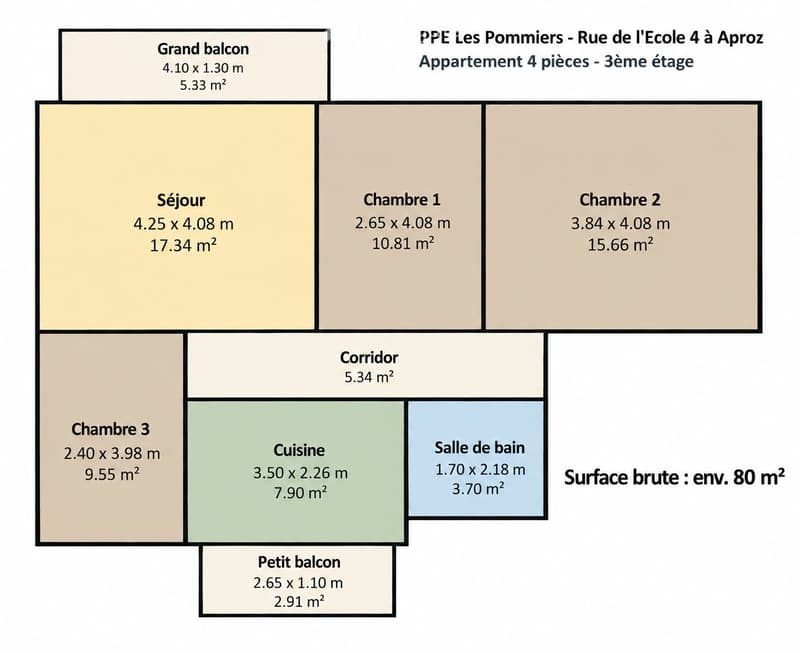 Aproz Appartement 4.5 pièces 80m2, balcons et places de parc (5)