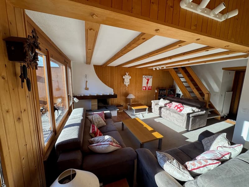 wooden wall and ceiling, couch, coffee table, fireplace