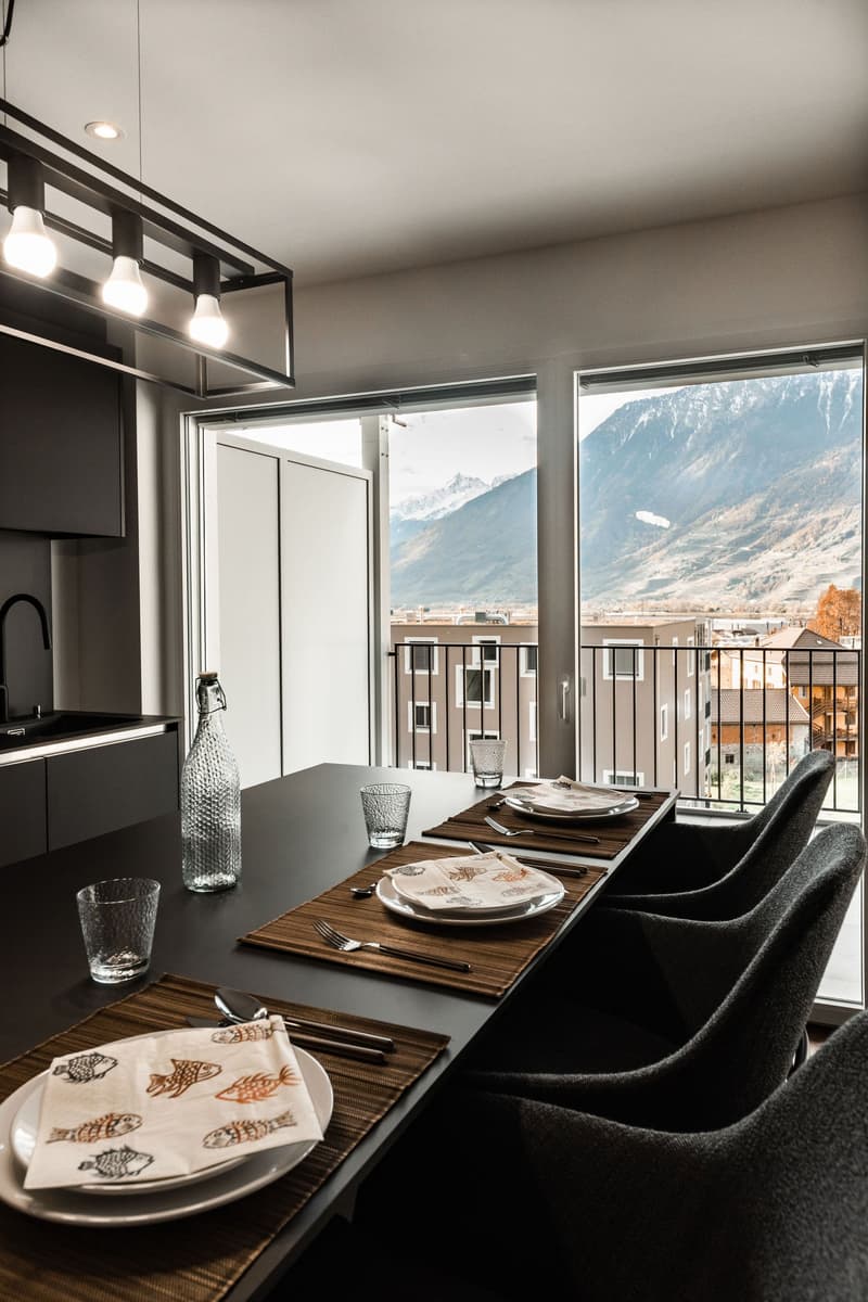 À vendre à Saxon - Splendide appartement meublé 2.5p avec balcon, immeuble récent et moderne (6)