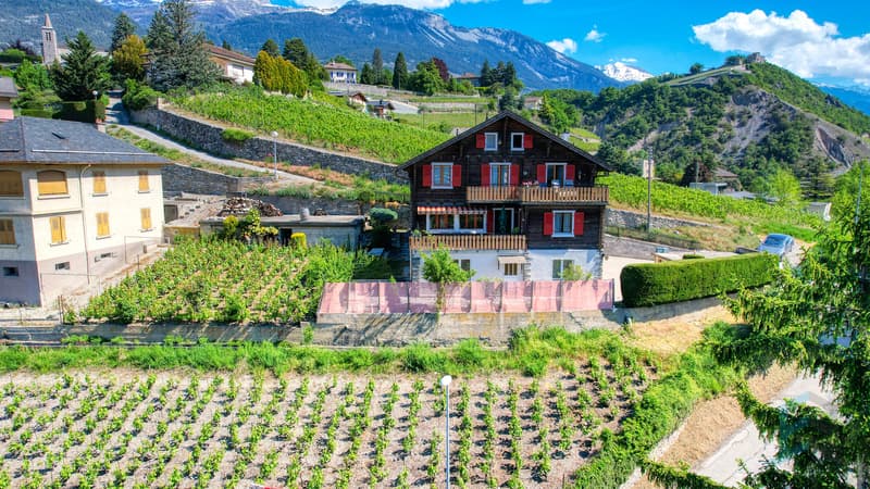Appartement Veyras - Vue drone / Apartment Veyras - Drohnenansicht / Apartment Veyras - Drone view