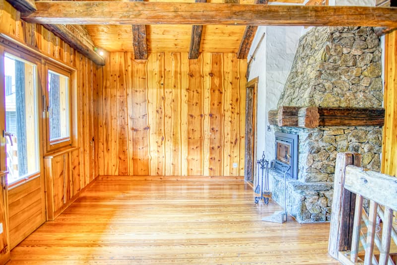 Chalet Niouc - Séjour avec cheminée / Chalet Niouc - Wohnzimmer mit Kamin / Niouc Chalet - Living Room with Fireplace
