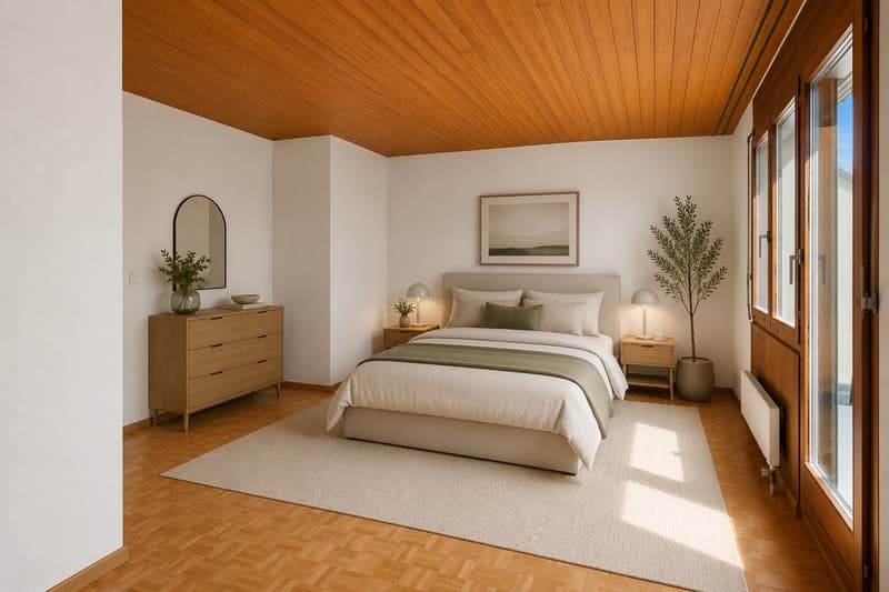 Vorschlag Möblierung Schlafzimmer (Visualisierung mit KI erstellt)
