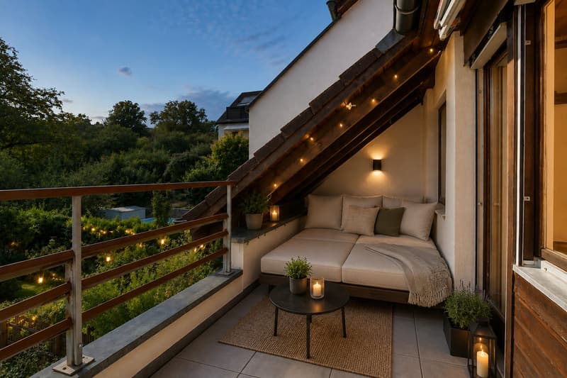 Vorschlag Möblierung Balkon DG (Visualisierung mit KI erstellt)