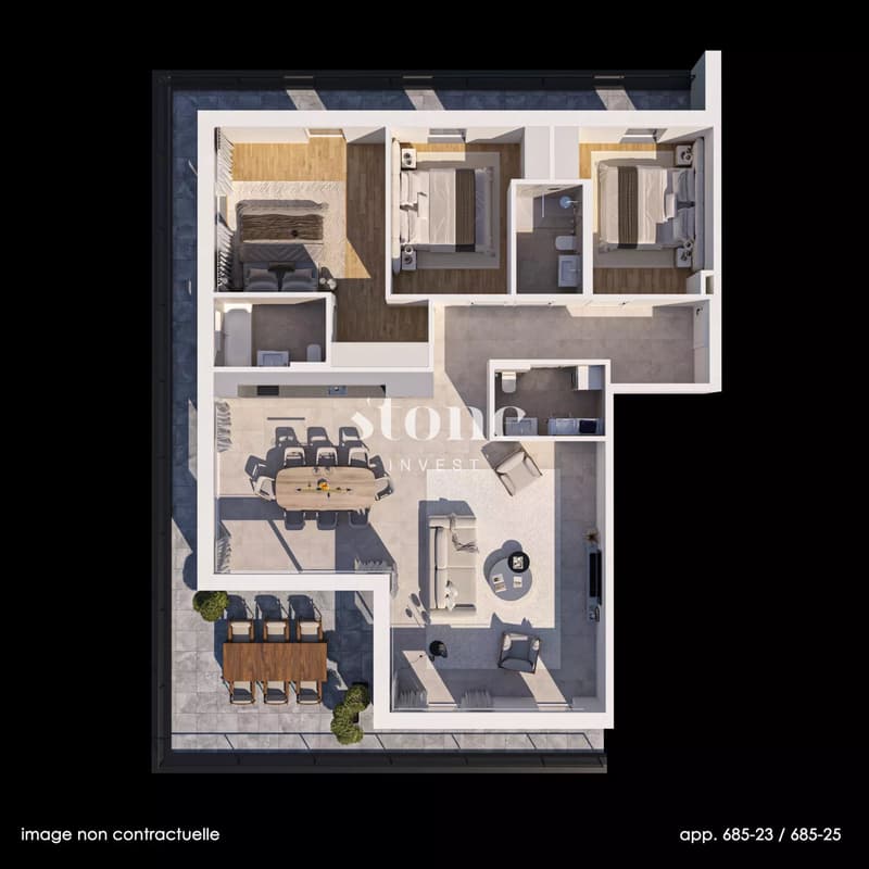 Superbe attique traversant avec terrasse de 60m2 (9)