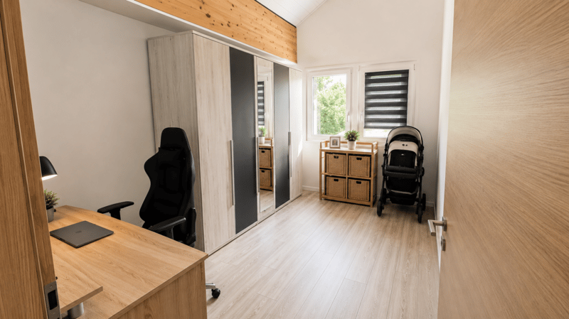 Superbe villa individuelle de 2 logements et disponible aménagé en grand studio, à proximité immédiate du centre d'Yverdon, avec spacieux jardin richement arboré et fleuri (25)