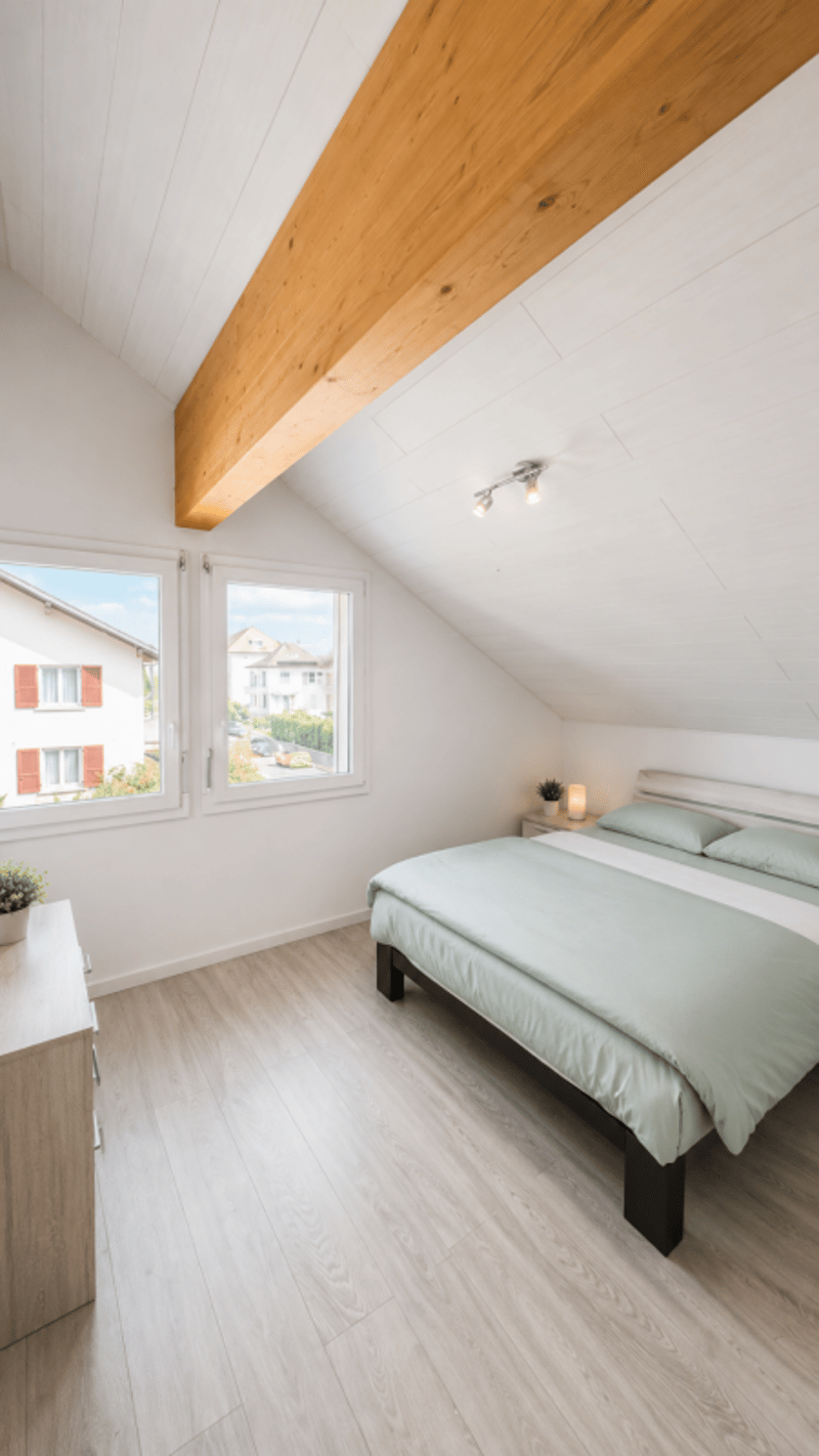 Superbe villa individuelle de 2 logements et disponible aménagé en grand studio, à proximité immédiate du centre d'Yverdon, avec spacieux jardin richement arboré et fleuri (29)