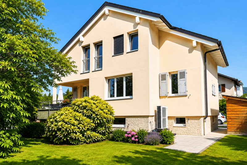 Superbe villa individuelle de 2 logements et disponible aménagé en grand studio, à proximité immédiate du centre d'Yverdon, avec spacieux jardin richement arboré et fleuri (2)