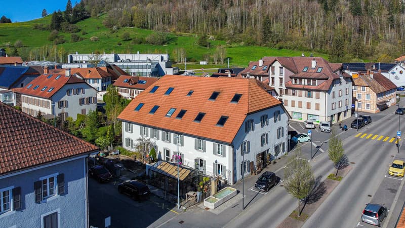 Vue aérienne sur le bâtiment