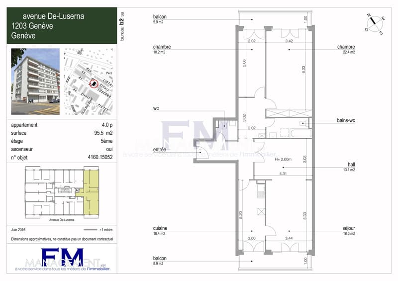 Servette, Avenue de Luserna, 4 pièces au 5ème étage, env 95m2 (13)