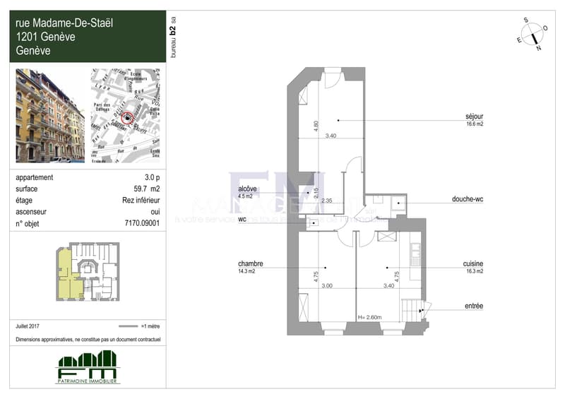 Rue Madame-de-Staël ? 3 pièces d'env. 61 m² au rez inférieur (2)