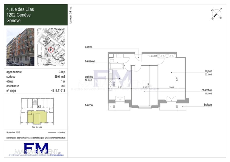 Appartement - Servette/Nations - Rue des Lilas 4, 3 pièces d'envion 60 m2 - 1er étage (11)