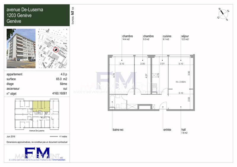 Avenue De-Luserna ? 4 pièces d'env. 65 m² au 6ème étage (3)