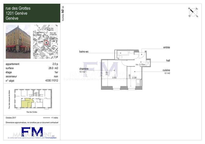 Rue des Grottes ? 2 pièces d'env. 28 m² au 1er étage (4)