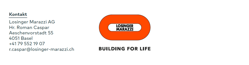 Contact information for Losinger Marazzi AG, including address, phone number, and email.