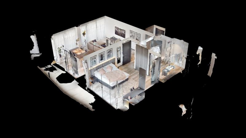 living room, dining area, bedroom, balcony