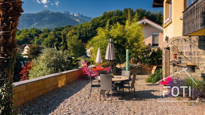 Terrasse de 100 m² avec vue sur les Dents-du-Midi