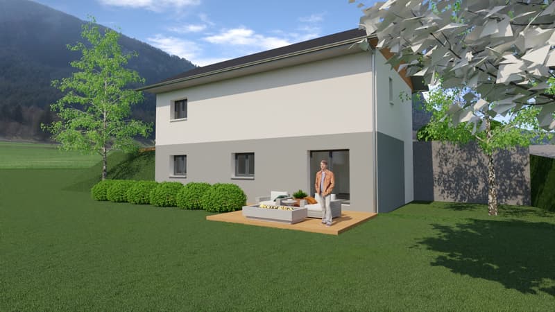 Maison + terrain + garage + parkings, vue Mt Blanc & Jura (6)
