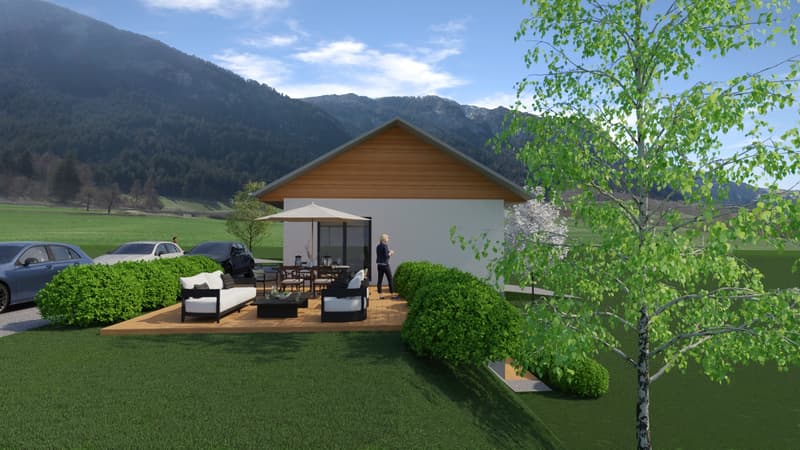 Maison + terrain + garage + parkings, vue Mt Blanc & Jura (1)