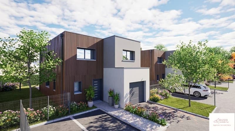 Prévessin-Moëns : Villa T5 Contemporaine (126 m²) Toiture Terrasse Terrain 835 m² (1)