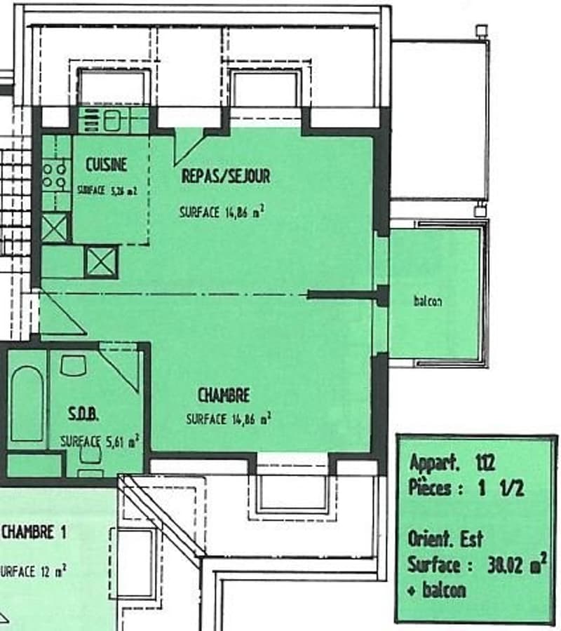 Appartement 1.5 pièces au 3ème étage (3)