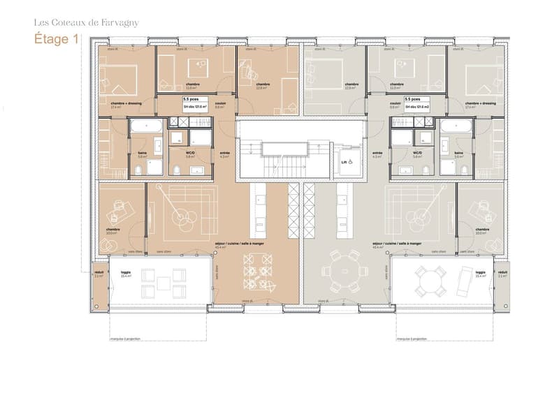 7 appartements de 5,5 pièces au 1er étage, modulables en grands 4,5 (4)