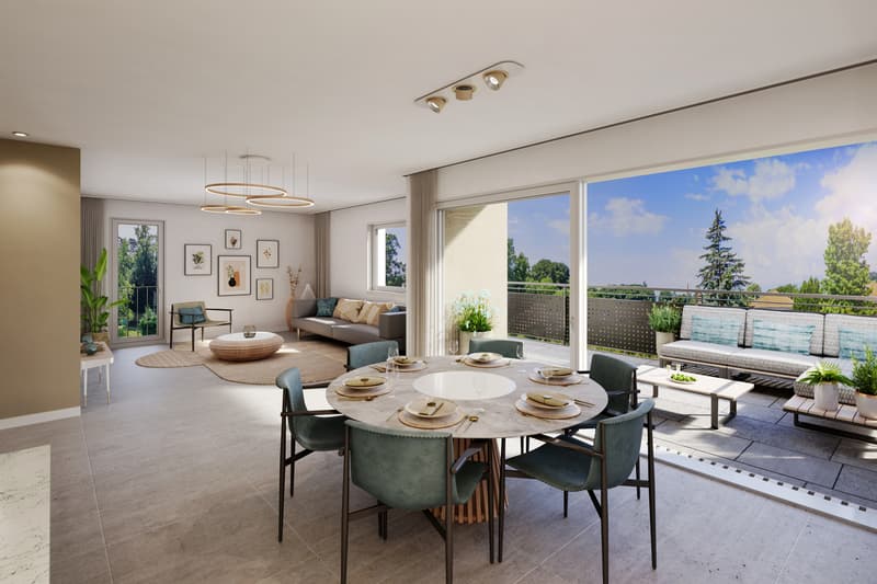 Vue séjour - appartement de 4.5 p