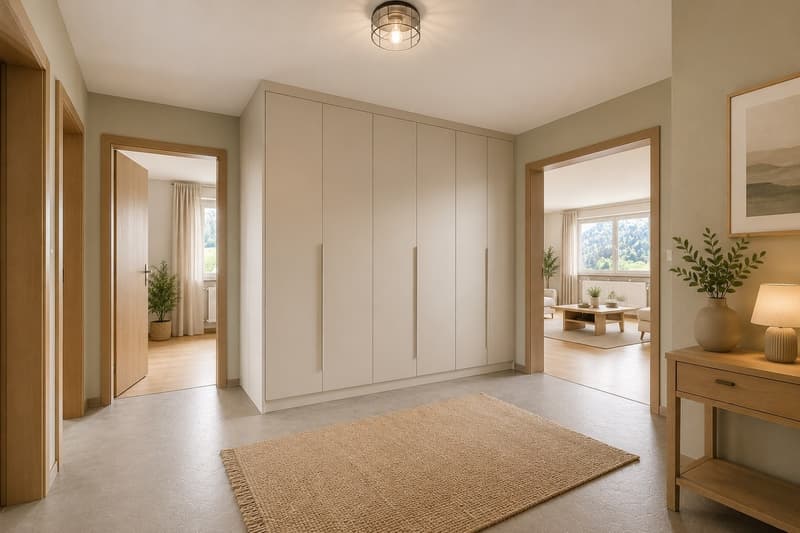 Illustration einer möglichen Renovierung der Wohnung. Die Renovierungsarbeiten sind im Verkaufspreis nicht inbegriffen.