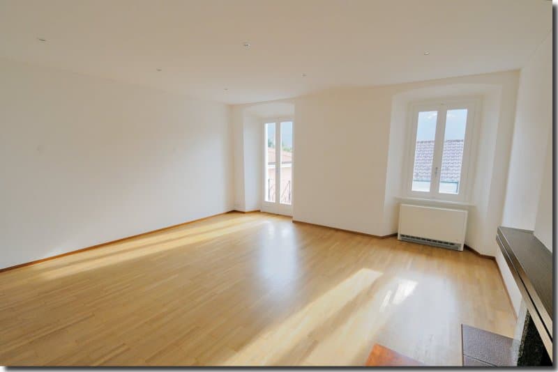 empty room, hardwood floors, double glass doors, double windows, heater