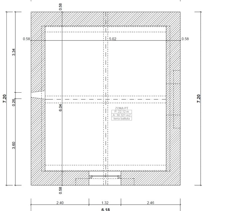 The image shows a floor plan with a central rectangular area labeled as 'ZONA PT' with an area of 30.321 m2. The floor plan also includes a parking place.