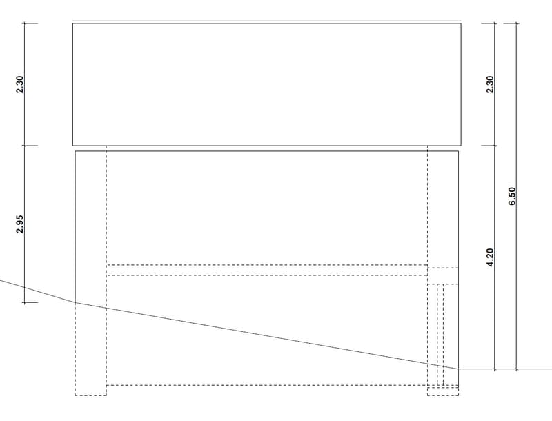 Floor plan with dimensions: 2.30m x 6.50m, 2.95m x 4.20m