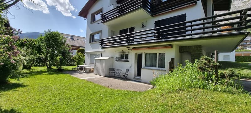 «Flims Dorf - Helle und Zentrale Moblierte 1.5 Zi-Wohnung mit Garten (1)