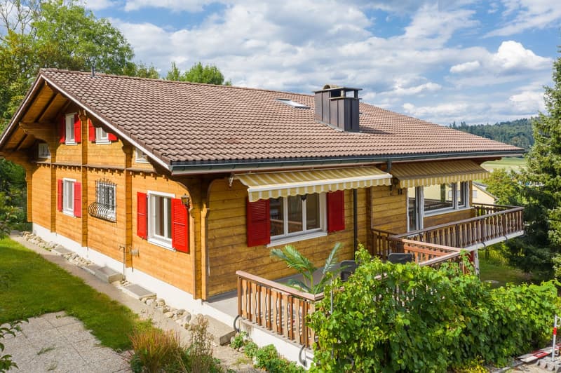 Vom Balkon im 1. OG her gelangt man über die Terrasse zum Garten...