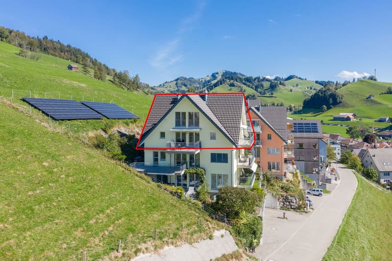 Die links ersichtlichen Solarzellen gehören zum Verkaufsobjekt, das seinen Strom der Nachbarschaft verkauft