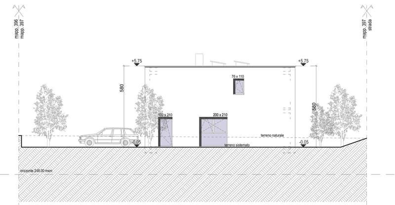 a main entrance, 2nd door to side, car parking, natural and systemed land