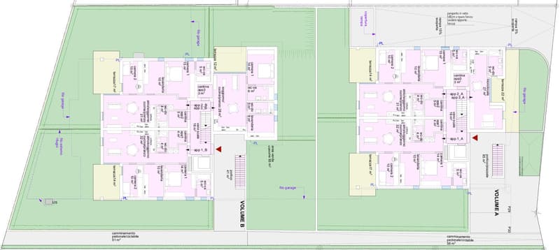 3 Units, living room, kitchen, 1 or 2 bedrooms, 1 bathroom, balconies, garages