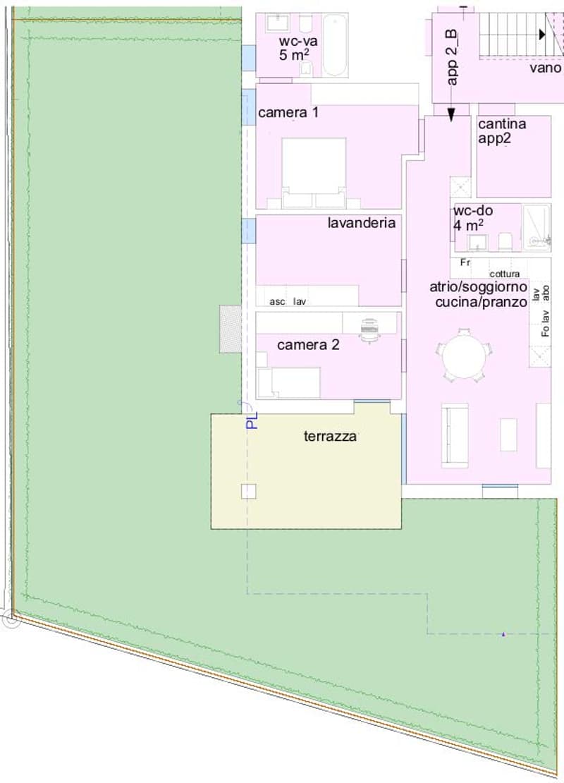 living room, kitchen, 2 bedrooms, 2 bathrooms, balcony, laundry room