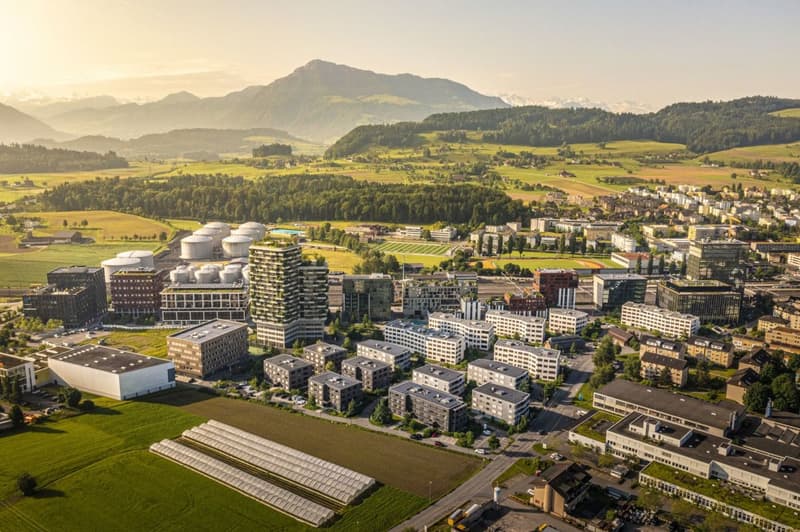 Suurstoffi mit Blick auf die Rigi